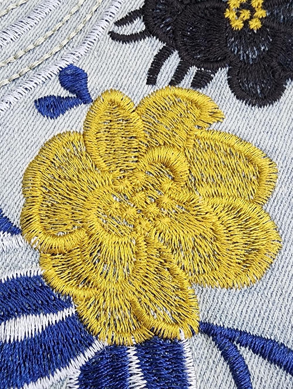 Boho Fringe Embroidered Denim Midi Skirt Western Festival Size S - Picture 5 of 12